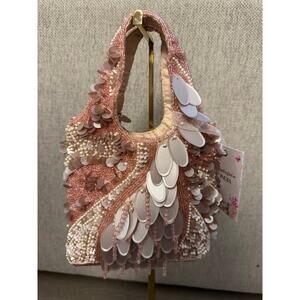 Handcrafted in India Viral Beaded, Sequin, and Pearl Embellished Pink Mini Bag